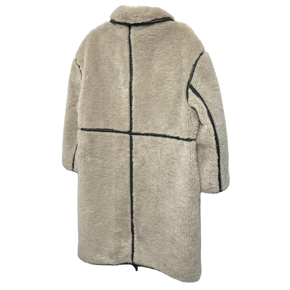 Something Navy Reversible Faux Shearling Coat Sz L Gray - Picture 7 of 15